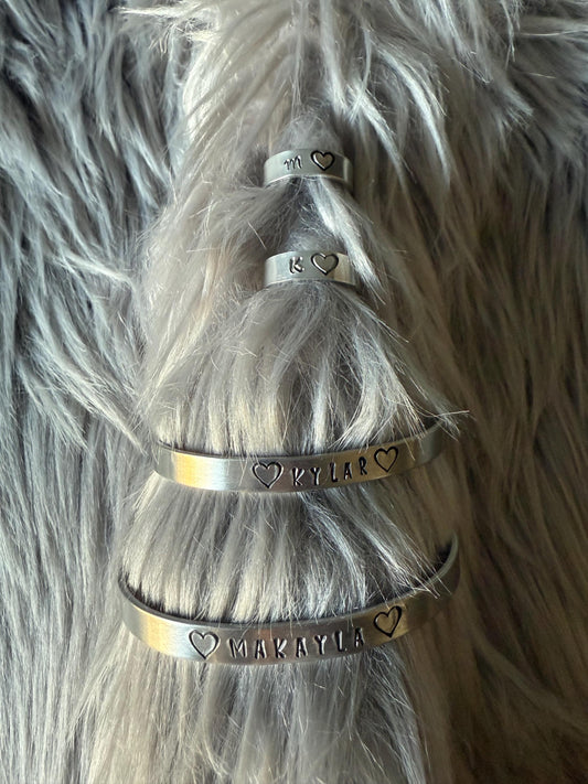 Personalized Couple's Ring & Bracelet Set: Custom Name Jewelry